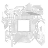 Circuit board vector illustration. Vector electronic circuit high tech illustration. Electronics and robotics programming.