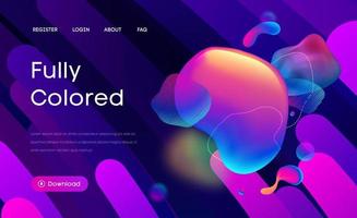 Purple liquid background in 3d style. Web design liquid color business website template. Flow and fluid background. EPS 10 Vector. vector