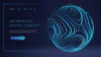 Artificial intelligence tech background. Blue sphere shield on dark. Information digital concept. Futuristic technology vector illustration.