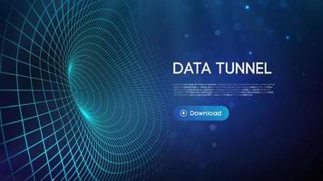 Big data tunnel vector illustration. Abstract digital background. Computer data tunnel technology. Sorting data and network security. Innovation technology business abstract background.