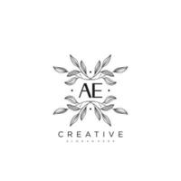 AE Initial Letter Flower Logo Template Vector premium vector art