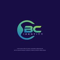 BC Initial letter circular line logo template vector with gradient color