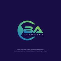 BA Initial letter circular line logo template vector with gradient color