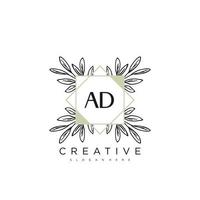 AD Initial Letter Flower Logo Template Vector premium vector art