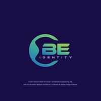 BE Initial letter circular line logo template vector with gradient color