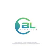 BL Initial letter circular line logo template vector with gradient color