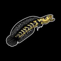 channa cabeza de serpiente pez vector mascota logo ilustración