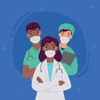 interracial doctors medical staff vector