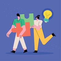 Innovative couple with bulb vector