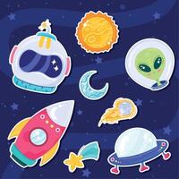 eight space universe icons vector