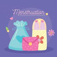 letras de menstruación con elementos vector