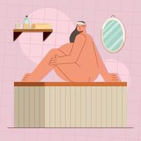 pregnancy woman in bathroom vector