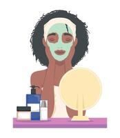 afro woman with mask and mirror vector