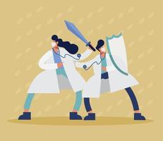 doctors couple with weapons vector