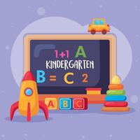 kindergarten lettering and chalkboard vector