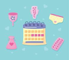 calendario de menstruación con elementos vector