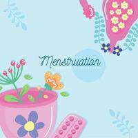 menstruation lettering postcard vector