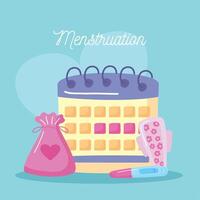 letras de menstruación con calendario vector