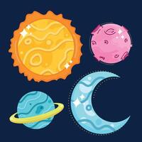 four space universe icons vector