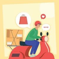 courier in motorcycle and icons vector
