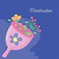 menstruation lettering with floral cup vector