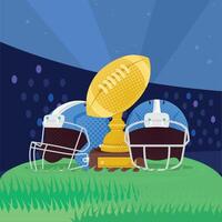 american football helmets and trophy vector