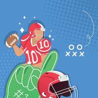 american football player and helmet vector