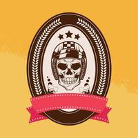 motorcyclist skull emblem patch vector