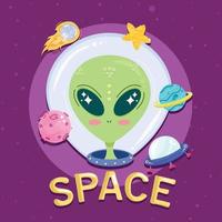 space lettering and alien vector