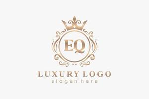 Initial EQ Letter Royal Luxury Logo template in vector art for Restaurant, Royalty, Boutique, Cafe, Hotel, Heraldic, Jewelry, Fashion and other vector illustration.