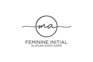 Initial MA handwriting logo with circle template vector logo of initial signature, wedding, fashion, floral and botanical with creative template.