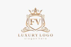 plantilla de logotipo de lujo real de letra fv inicial en arte vectorial para restaurante, realeza, boutique, cafetería, hotel, heráldico, joyería, moda y otras ilustraciones vectoriales. vector