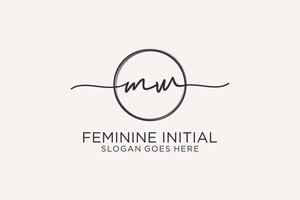 Initial MW handwriting logo with circle template vector logo of initial signature, wedding, fashion, floral and botanical with creative template.