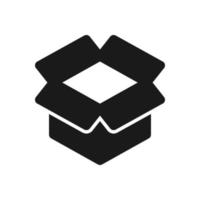 Empty open shipping box or unboxing line art vector icon for apps and websites