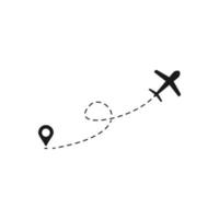 Airplane flight dashing line. Airlines plane line path, travel flights and air travels route dashed lines vector illustration