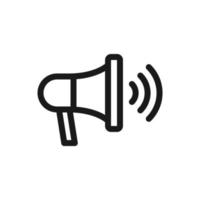 Electric megaphone with sound or marketing advertising line art vector icon for apps and websites