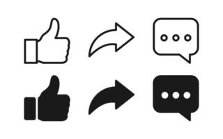 Like, Comment, and Share Button Vector. Icon Set of Channel vector