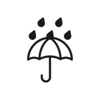 Umbrella icon, fragile box and keep away from water warning vector symbol. Package parcel logistics and delivery shipping, umbrella and rain drops sign