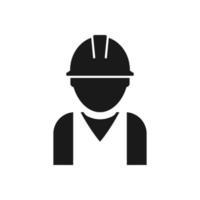 Construction worker icon flat design. Vector illustration.