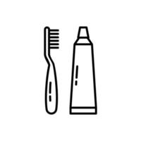 Pictograph of toothbrush and toothpaste for template logo, icon, and identity vector designs.