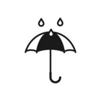 Umbrella icon, fragile box and keep away from water warning vector symbol. Package parcel logistics and delivery shipping, umbrella and rain drops sign