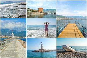 collage de fotos de turquía de vacaciones de verano en la costa del mar