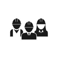 Ilustración de vector de icono de trabajadores de la construcción. diseño de estilo lineal