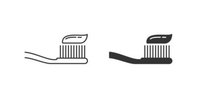 Toothbrush with toothpaste icon. Brush tooth line and glyph style, outline and filled vector design symbol, logo illustration. Different style icons set