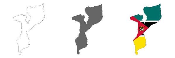 Mapa de Mozambique muy detallado con bordes aislados en segundo plano. vector