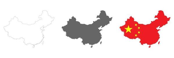 Highly detailed China map with borders isolated on background vector