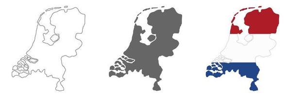 Mapa de Holanda muy detallado con bordes aislados en segundo plano. vector