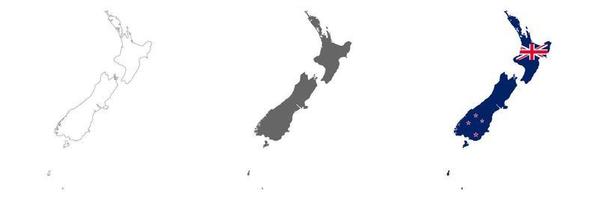 Mapa de Nueva Zelanda muy detallado con bordes aislados en segundo plano. vector