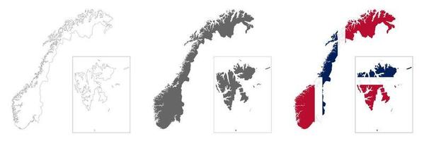 Mapa de Noruega muy detallado con bordes aislados en segundo plano. vector