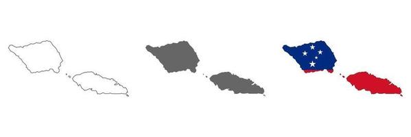 mapa de samoa muy detallado con bordes aislados en el fondo vector